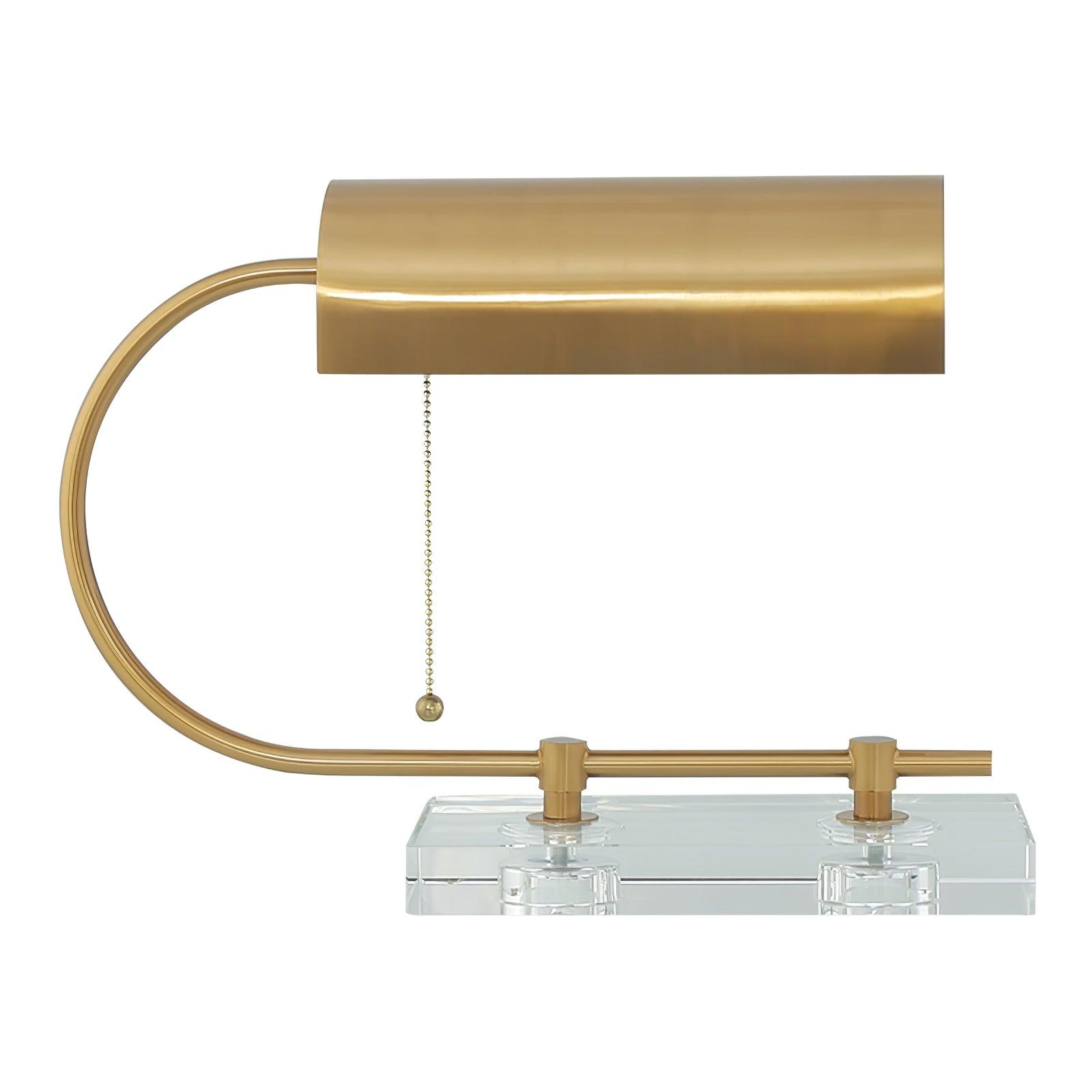 Modern Geometric Crystal Table Lamp with Gold Metal Shade for Bedside or Desk