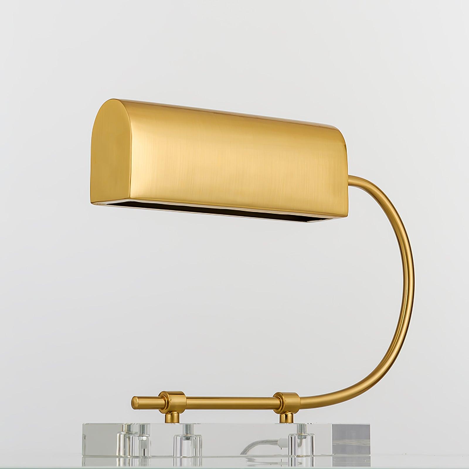 Modern Geometric Crystal Table Lamp with Gold Metal Shade for Bedside or Desk