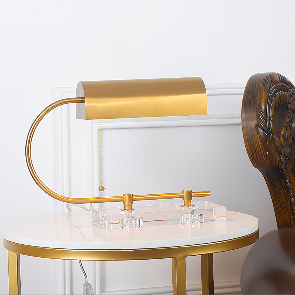 Modern Geometric Crystal Table Lamp with Gold Metal Shade for Bedside or Desk