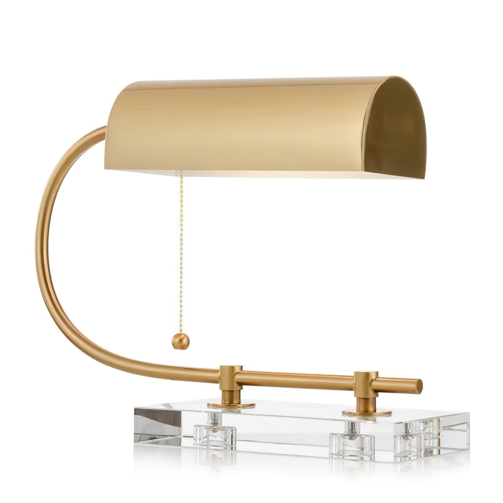 Modern Geometric Crystal Table Lamp with Gold Metal Shade for Bedside or Desk