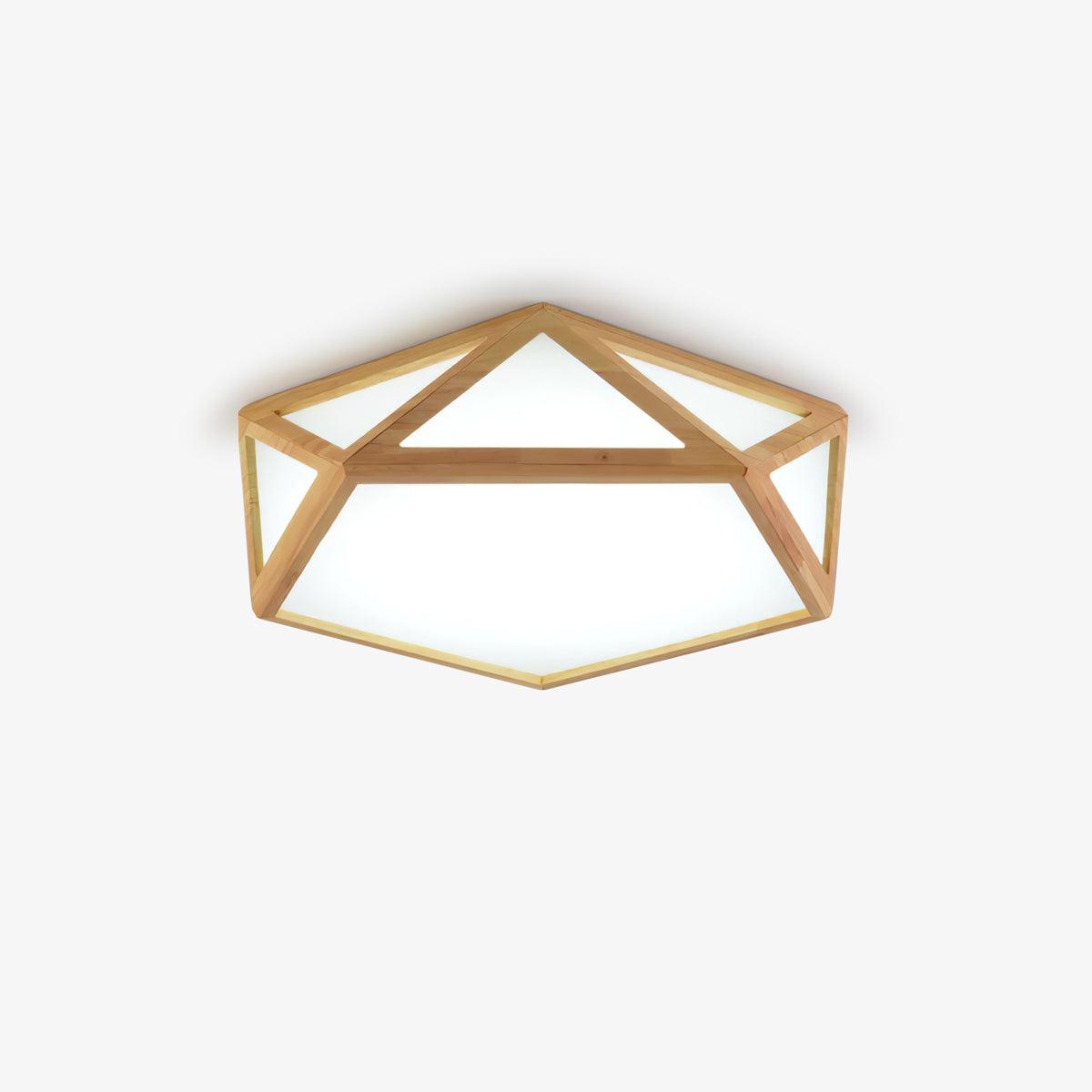 Modern Geometric Diamond Wood Flush Mount LED Ceiling Lamp for Living Room