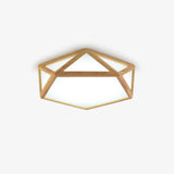 Modern Geometric Diamond Wood Flush Mount LED Ceiling Lamp for Living Room