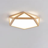 Modern Geometric Diamond Wood Flush Mount LED Ceiling Lamp for Living Room