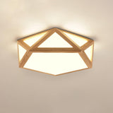 Modern Geometric Diamond Wood Flush Mount LED Ceiling Lamp for Living Room