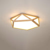 Modern Geometric Diamond Wood Flush Mount LED Ceiling Lamp for Living Room