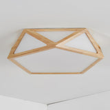 Modern Geometric Diamond Wood Flush Mount LED Ceiling Lamp for Living Room