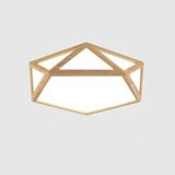Modern Geometric Diamond Wood Flush Mount LED Ceiling Lamp for Living Room