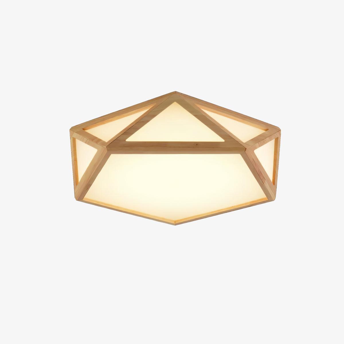 Modern Geometric Diamond Wood Flush Mount LED Ceiling Lamp for Living Room