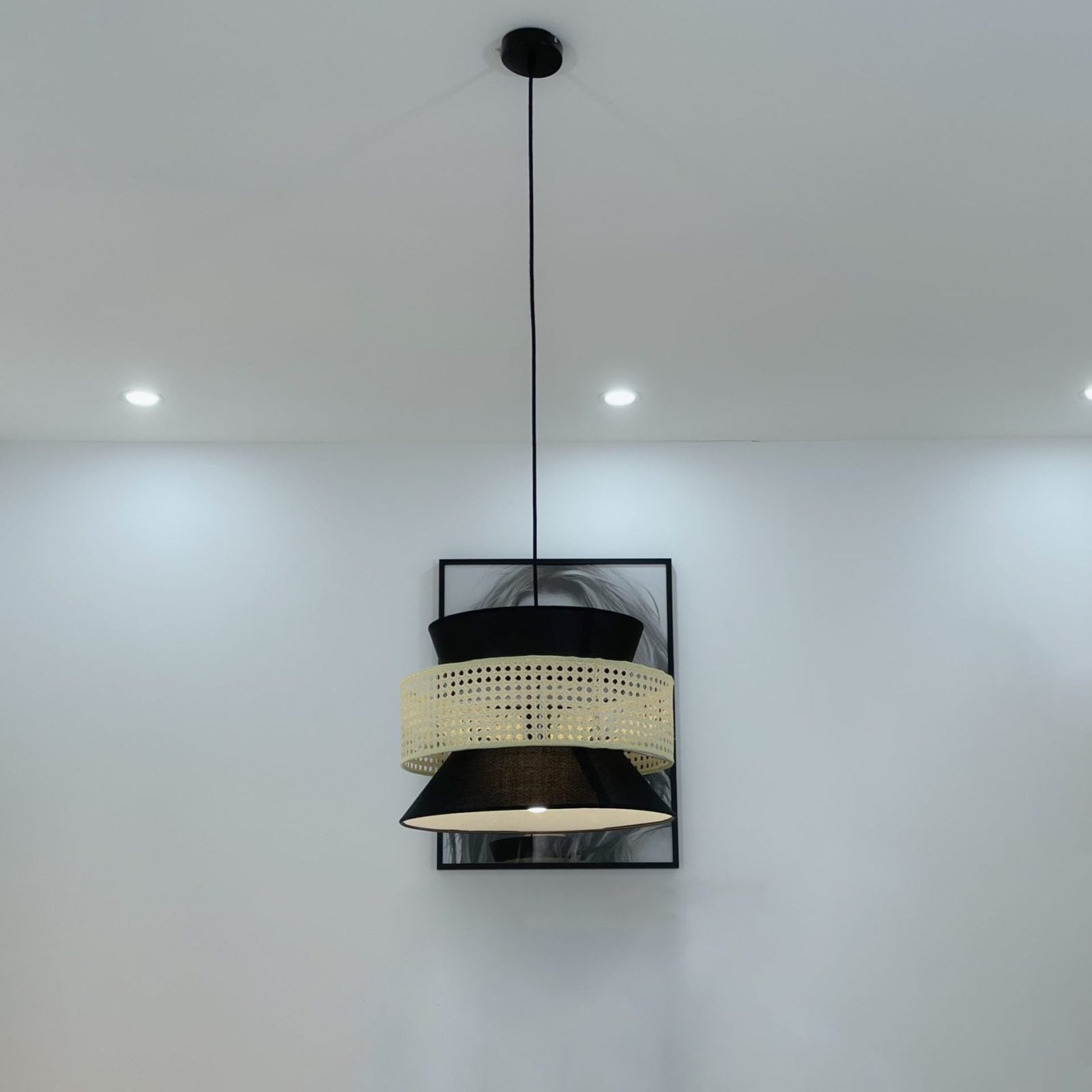 woven-rattan-cane-and-linen-pendant-light-vintage-style-suspended-ceiling-fixture