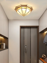 Modern Brass Dome Flush Mount Ceiling Light with Frosted Glass Shade