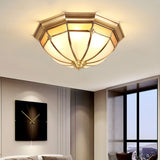 Modern Brass Dome Flush Mount Ceiling Light with Frosted Glass Shade