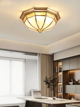 Modern Brass Dome Flush Mount Ceiling Light with Frosted Glass Shade