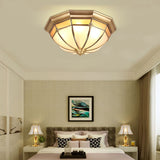 Modern Brass Dome Flush Mount Ceiling Light with Frosted Glass Shade