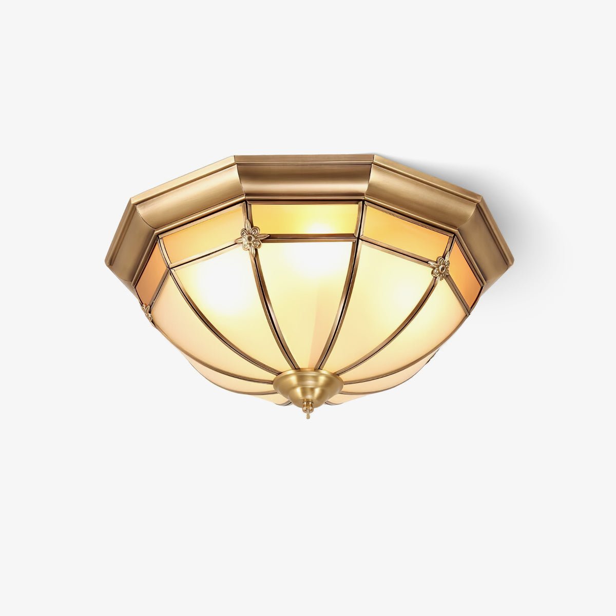 Modern Brass Dome Flush Mount Ceiling Light with Frosted Glass Shade
