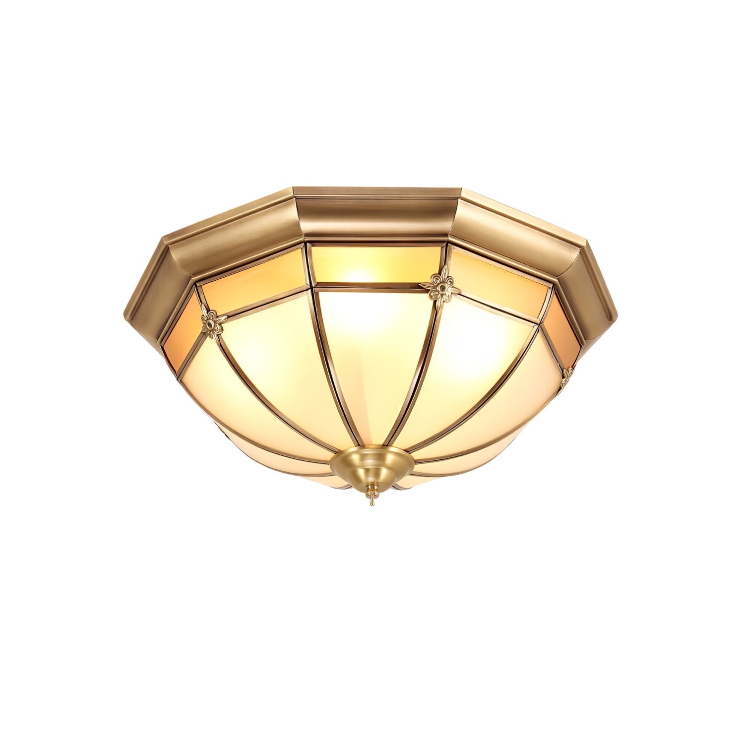 Modern Brass Dome Flush Mount Ceiling Light with Frosted Glass Shade