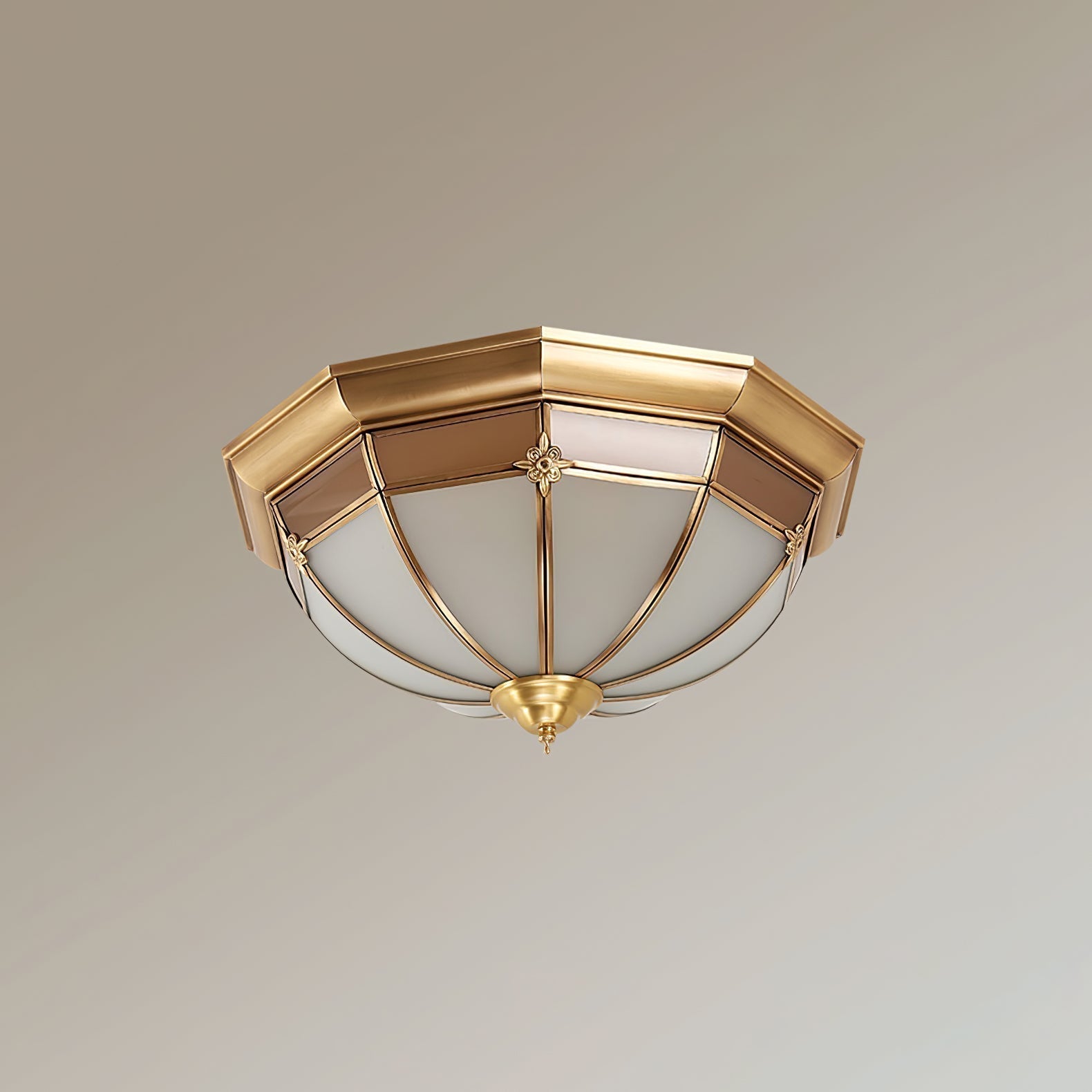 Modern Brass Dome Flush Mount Ceiling Light with Frosted Glass Shade