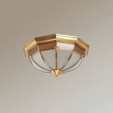 Modern Brass Dome Flush Mount Ceiling Light with Frosted Glass Shade