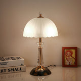 Modern Frosted Domed Glass Table Lamp Metal Nightstand Light for Living Room
