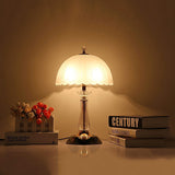 Modern Frosted Domed Glass Table Lamp Metal Nightstand Light for Living Room