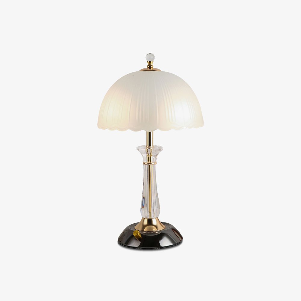 Modern Frosted Domed Glass Table Lamp Metal Nightstand Light for Living Room
