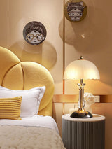 Modern Frosted Domed Glass Table Lamp Metal Nightstand Light for Living Room
