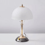 Modern Frosted Domed Glass Table Lamp Metal Nightstand Light for Living Room