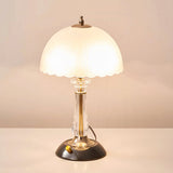Modern Frosted Domed Glass Table Lamp Metal Nightstand Light for Living Room