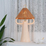 Horns Handmade Ceramic Bedside Lamp with Braided Rope Shade for Elegant Home Decor