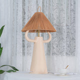 Horns Handmade Ceramic Bedside Lamp with Braided Rope Shade for Elegant Home Decor
