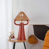 Horns Handmade Ceramic Bedside Lamp with Braided Rope Shade for Elegant Home Decor