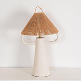 Horns Handmade Ceramic Bedside Lamp with Braided Rope Shade for Elegant Home Decor