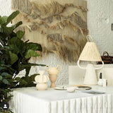 Horns Handmade Ceramic Bedside Lamp with Braided Rope Shade for Elegant Home Decor