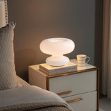 Modern Mid Century Donut Frosted Glass Table Lamp Minimalist Round Accent Lighting for Bedside and Living Room