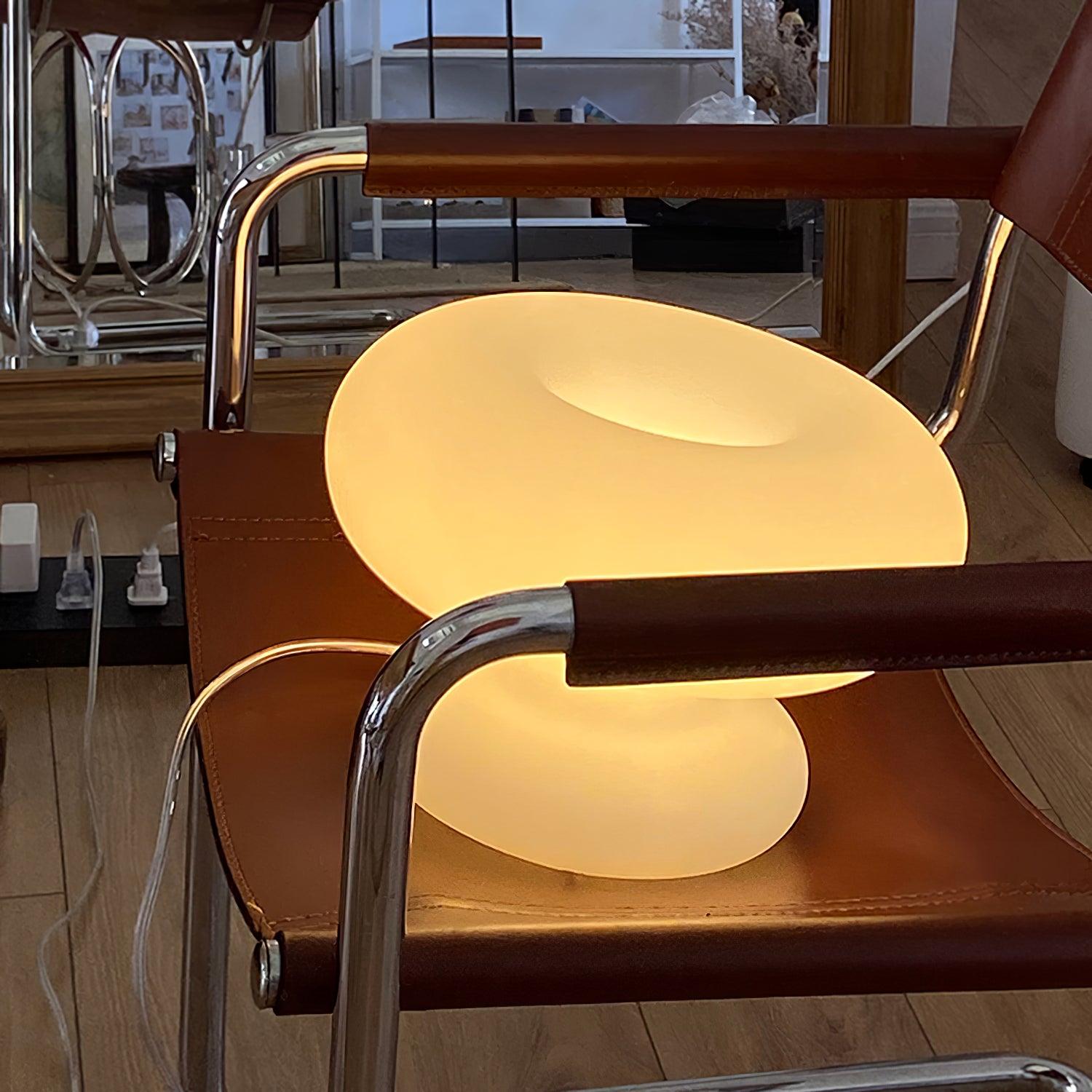 Modern Mid Century Donut Frosted Glass Table Lamp Minimalist Round Accent Lighting for Bedside and Living Room