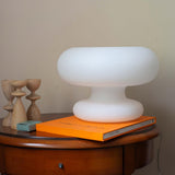 Modern Mid Century Donut Frosted Glass Table Lamp Minimalist Round Accent Lighting for Bedside and Living Room