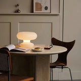 Modern Mid Century Donut Frosted Glass Table Lamp Minimalist Round Accent Lighting for Bedside and Living Room