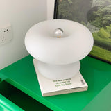 Modern Mid Century Donut Frosted Glass Table Lamp Minimalist Round Accent Lighting for Bedside and Living Room