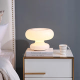 Modern Mid Century Donut Frosted Glass Table Lamp Minimalist Round Accent Lighting for Bedside and Living Room