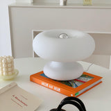 Modern Mid Century Donut Frosted Glass Table Lamp Minimalist Round Accent Lighting for Bedside and Living Room