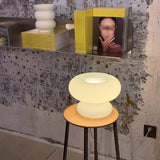 Modern Mid Century Donut Frosted Glass Table Lamp Minimalist Round Accent Lighting for Bedside and Living Room