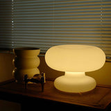 Modern Mid Century Donut Frosted Glass Table Lamp Minimalist Round Accent Lighting for Bedside and Living Room