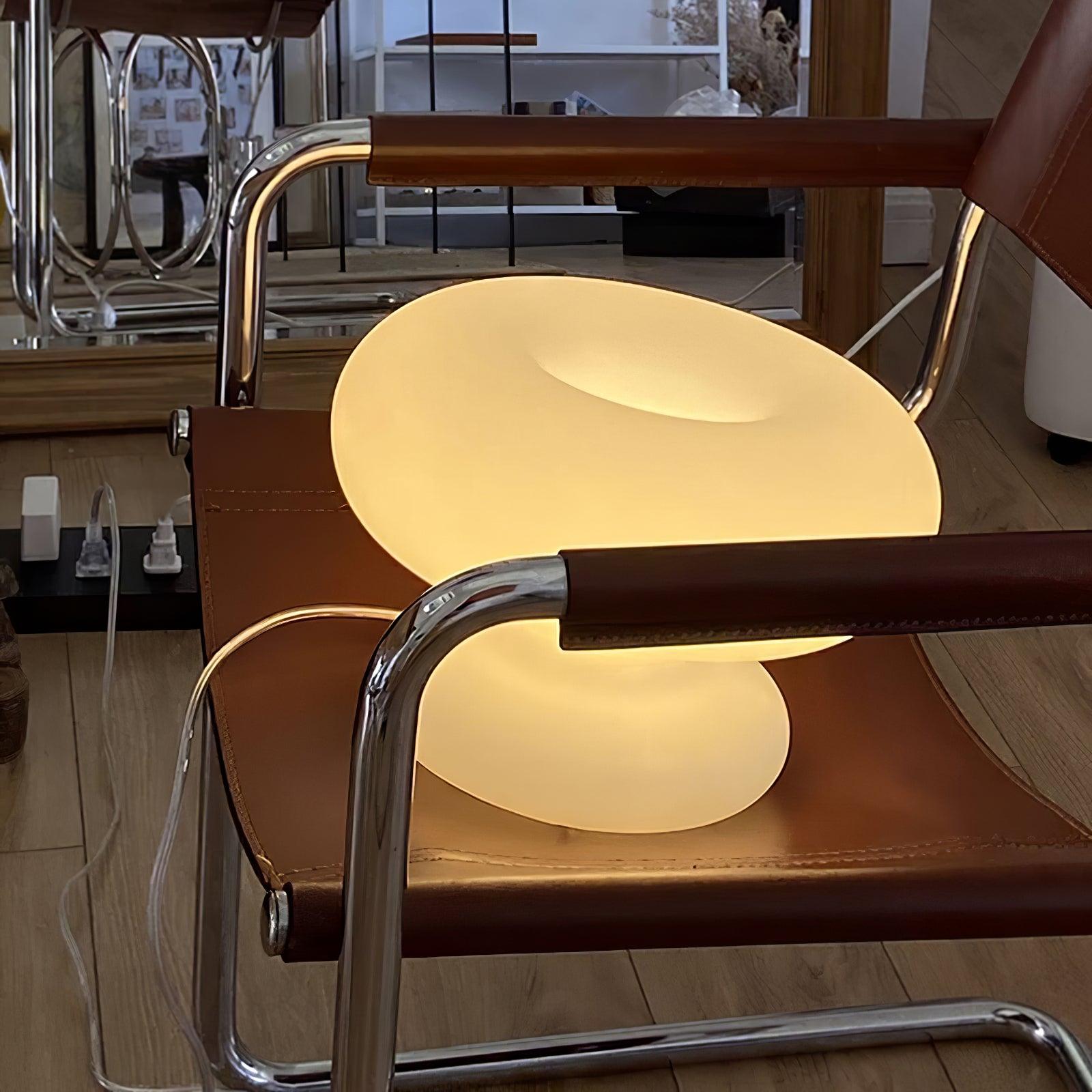 Modern Mid Century Donut Frosted Glass Table Lamp Minimalist Round Accent Lighting for Bedside and Living Room