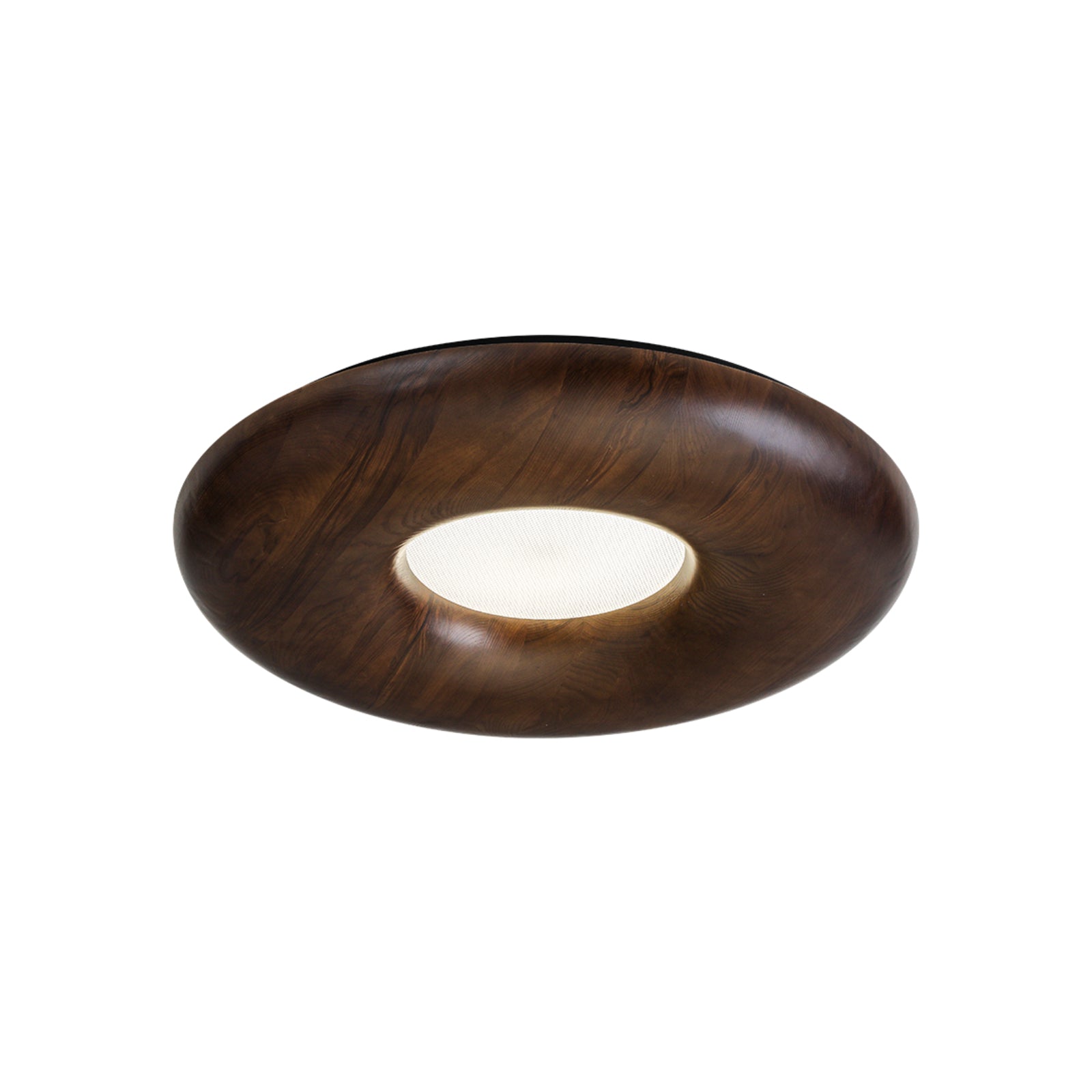 Modern Round Wood Donut LED Ceiling Light Large Flush Mount Fixture for Home