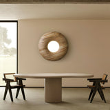 Modern Round Wood Donut LED Ceiling Light Large Flush Mount Fixture for Home