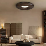 Modern Round Wood Donut LED Ceiling Light Large Flush Mount Fixture for Home