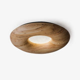 Modern Round Wood Donut LED Ceiling Light Large Flush Mount Fixture for Home