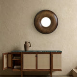 Modern Round Wood Donut LED Ceiling Light Large Flush Mount Fixture for Home
