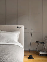Dynamo Adjustable Arm LED Floor Lamp with Rotating Metal Diffuser and Cylindrical Base Standing Light
