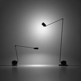 Dynamo Adjustable Arm LED Floor Lamp with Rotating Metal Diffuser and Cylindrical Base Standing Light