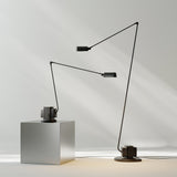 Dynamo Adjustable Arm LED Floor Lamp with Rotating Metal Diffuser and Cylindrical Base Standing Light